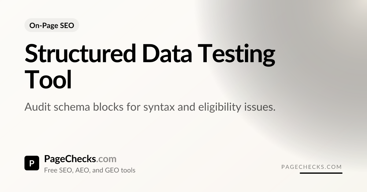 Structured Data Validator: Test JSON-LD | PageChecks